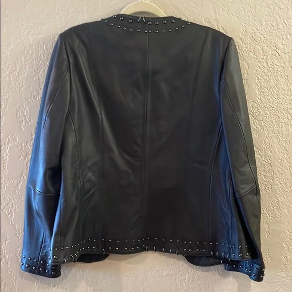 Black Studded Leather Jacket - Picture 3 of 9